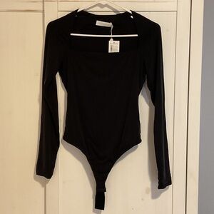 Jonathan Simkhai Black Square Neck Bodysuit